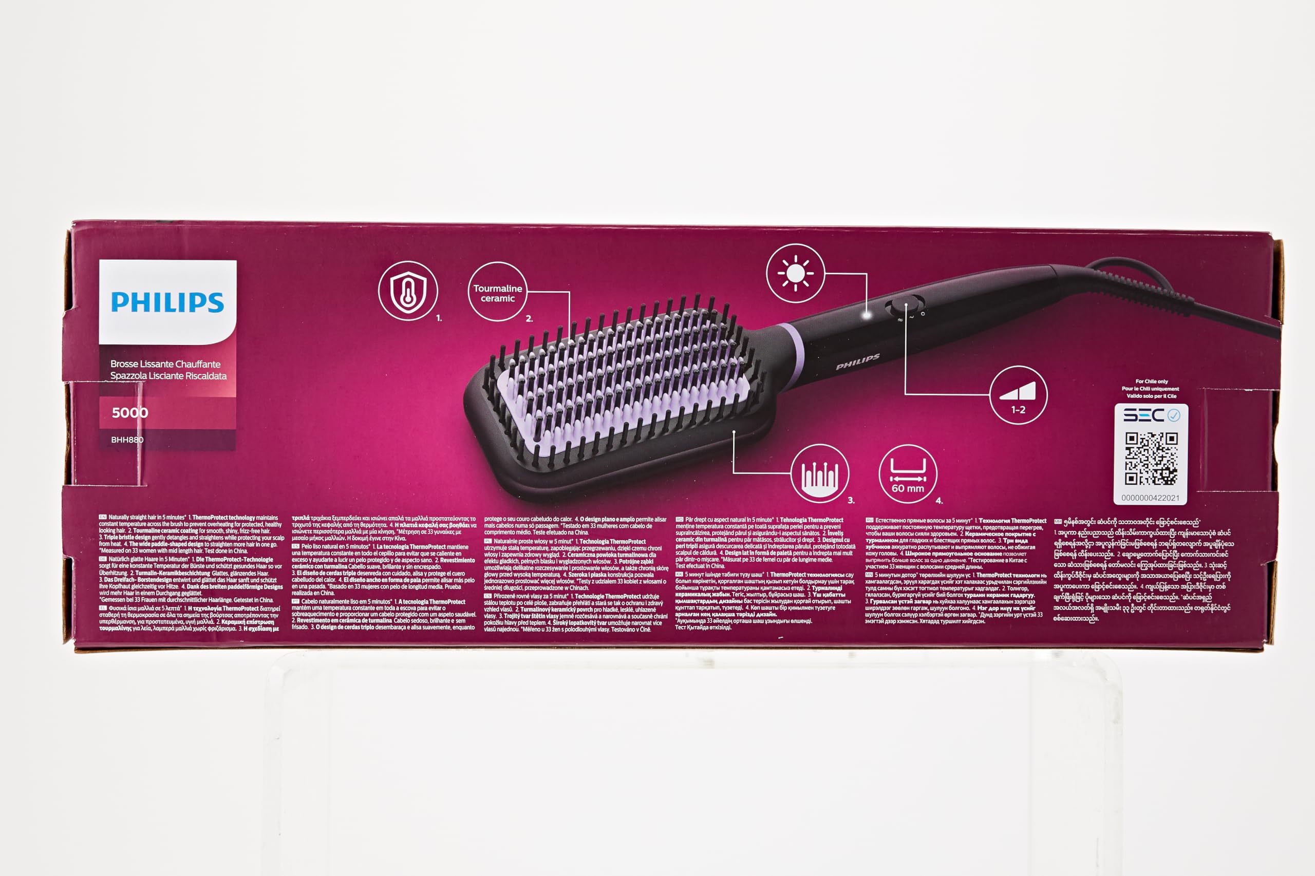 Philips StyleCare Essential Heated Straightening Brush, Smooth, Shiny, Frizz-Free Hair, Extra Large Brush Area, ThermoProtect Technology, BHH880/00 - Safqqa Egypt