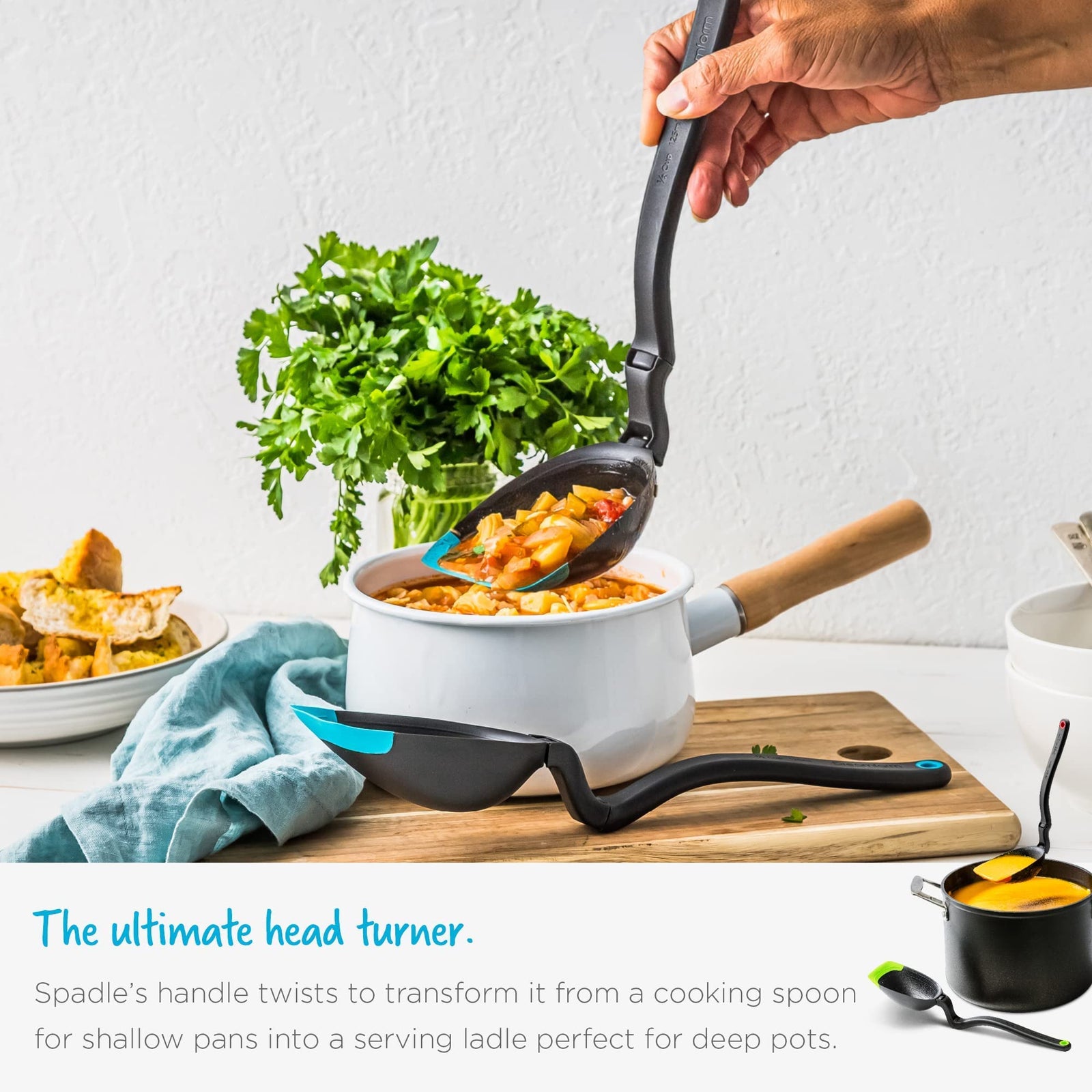 Dreamfarm Spadle – Non-Stick Cooking Spoon & Serving Ladle with Measurements