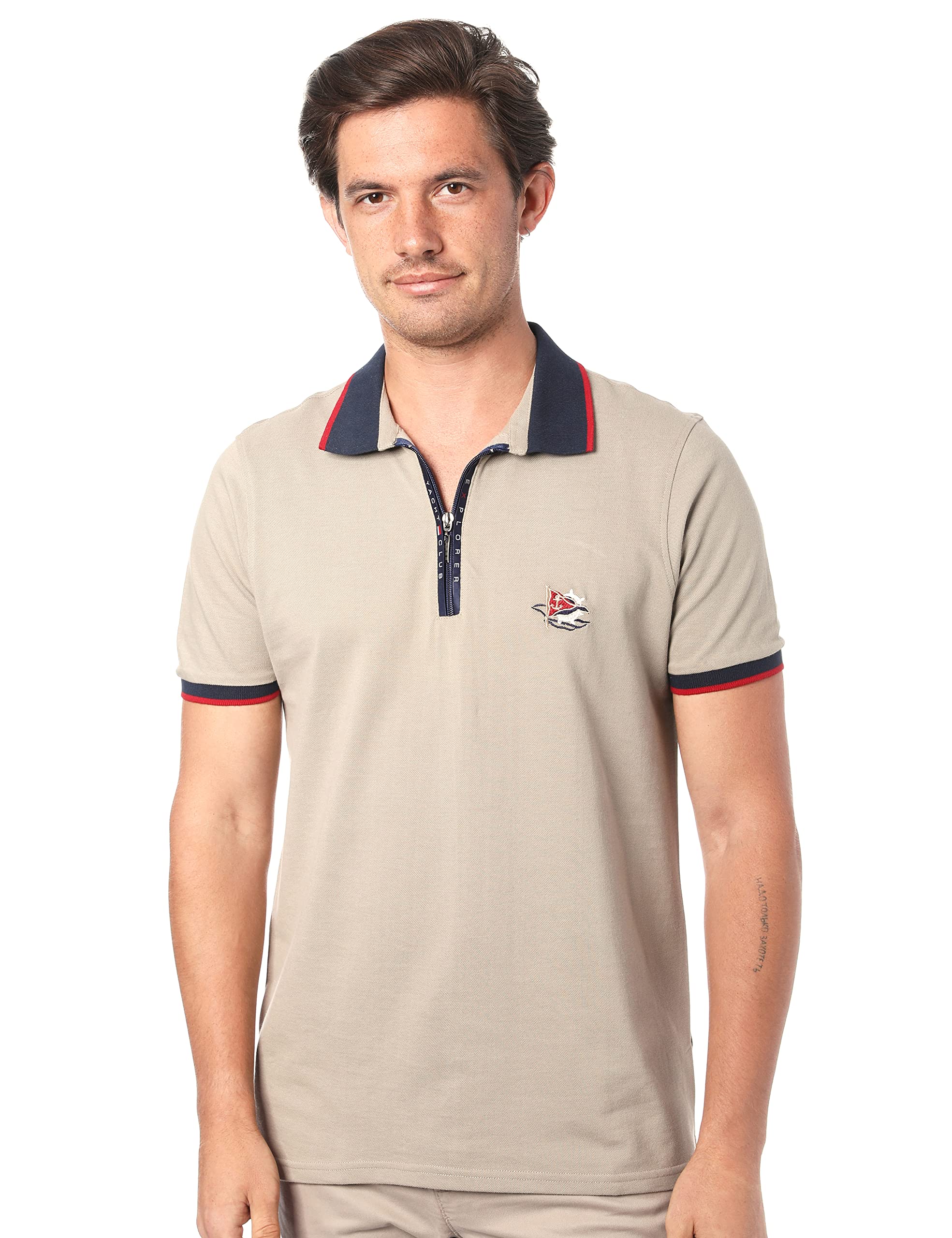 قميص بولو من Bardis للرجال بسحاب أمامي وشعار مطرز يجمع بين الطابع الكلاسيكي والأناقة العصرية