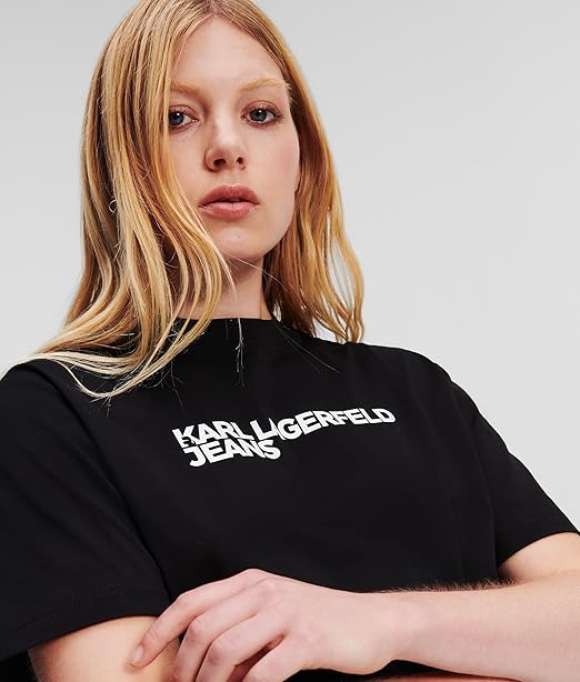 تيشيرت نسائي من ماركة KARL LAGERFELD JEANS باللون الأسود