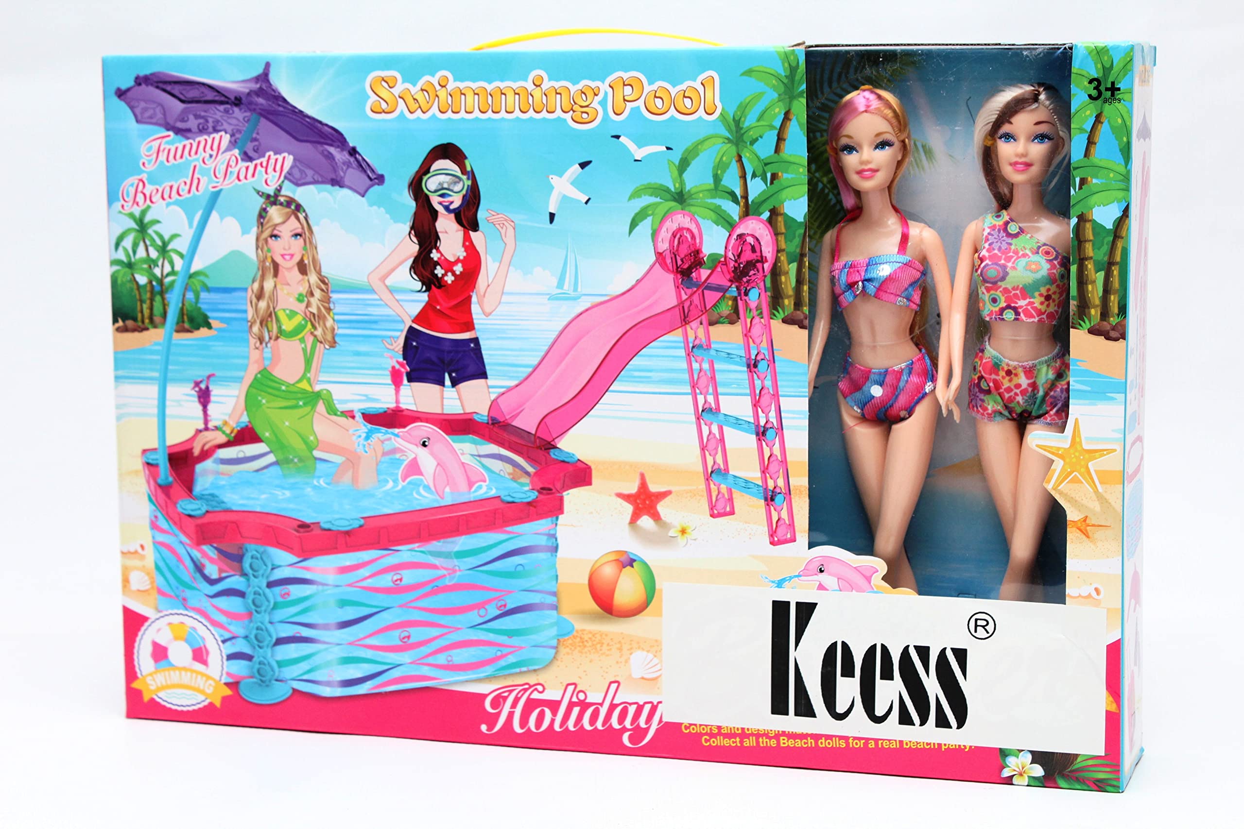Dolls with swimming pool