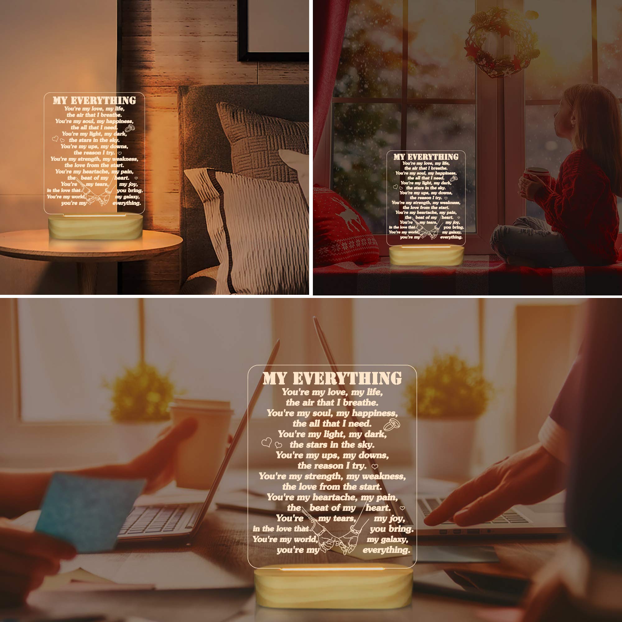 Lightzz Sulfar 3D Illusion Lamp I Love You Night Light You are My Everything Gifts for Wife Husband Anniverysary Birthday Valentines Day – Safqqa Egypt