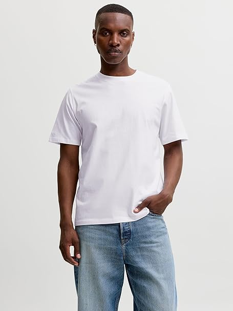 JACK & JONES Men O-Neck T-Shirt White Casual Comfortable Everyday Wear – Safqqa Egypt