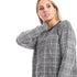 Andora Plaids Round Oversized Pullover For Women,Classic plaid pattern for a trendy yet timeless look..