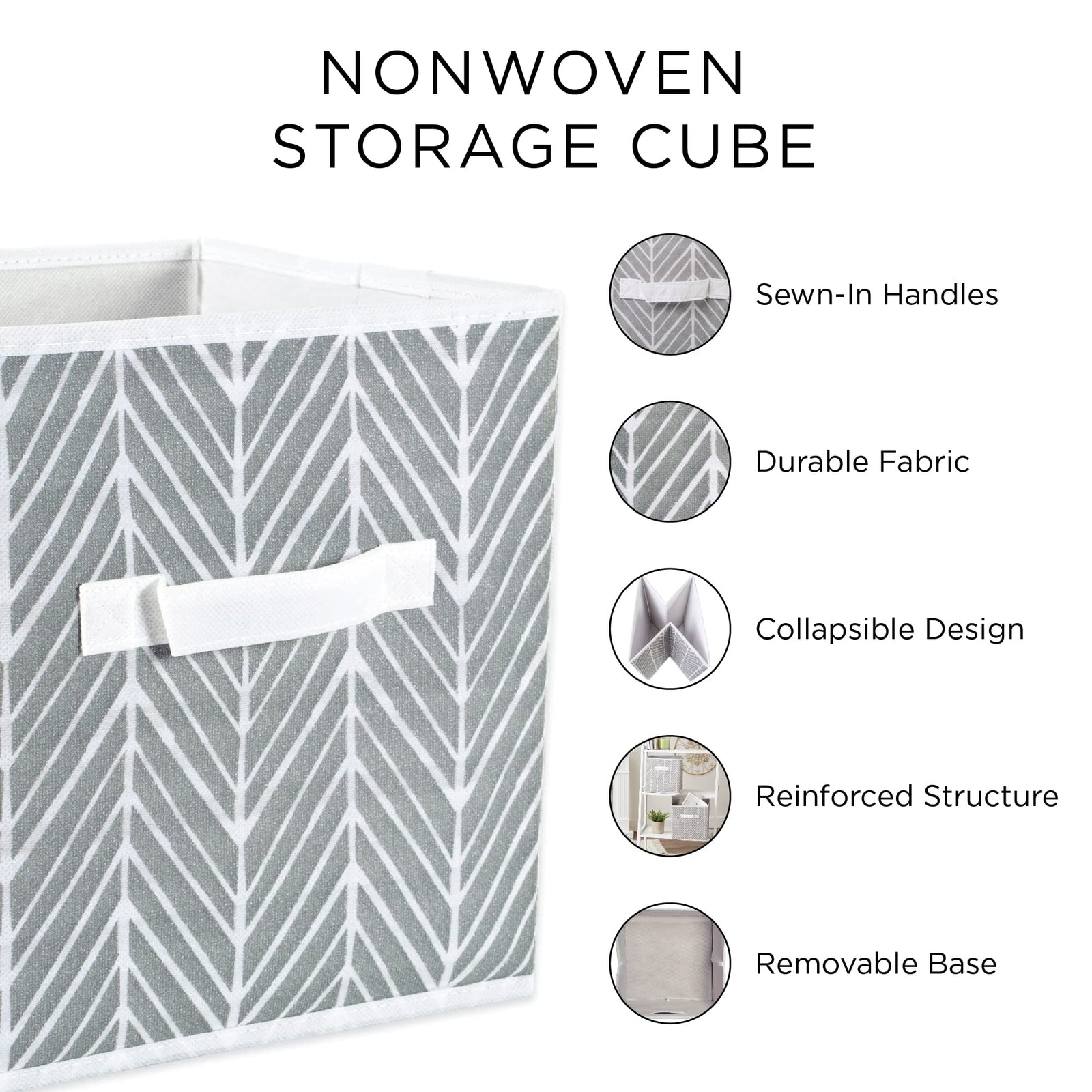 دي اي اي سلة تخزين من البوليستر غير المنسوج، شيفرون، روز، مجموعة صغيرة من قطعتين