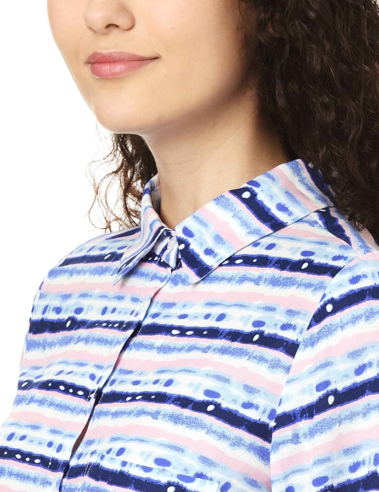 Lee Cooper Three Quarter SLeeves Patterned Shirt for Women - Safqqa Egypt