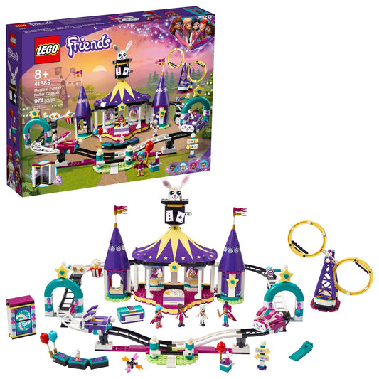 مجموعة بناء لعبة الأفعوانية في معرض المرح السحري LEGO Friends 41685؛ مجموعة لعب تمثيلية للأطفال الذين يحبون ألعاب المنتزهات الترفيهية؛ جديد 2021 (974 قطعة)