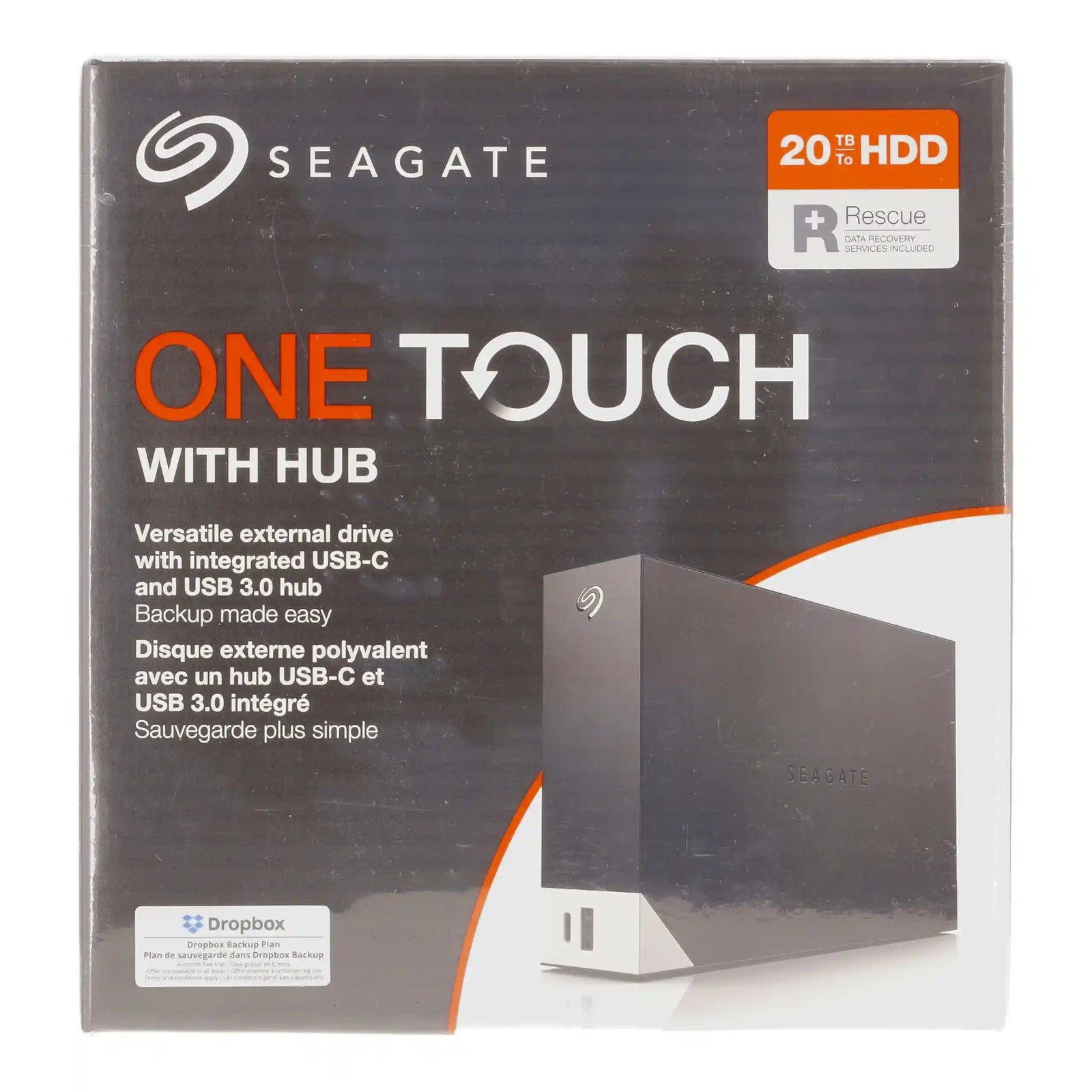 قرص صلب خارجي Seagate One Touch Hub 20TB – USB-C وUSB 3.0 مع خطة Adobe Photography 4 أشهر