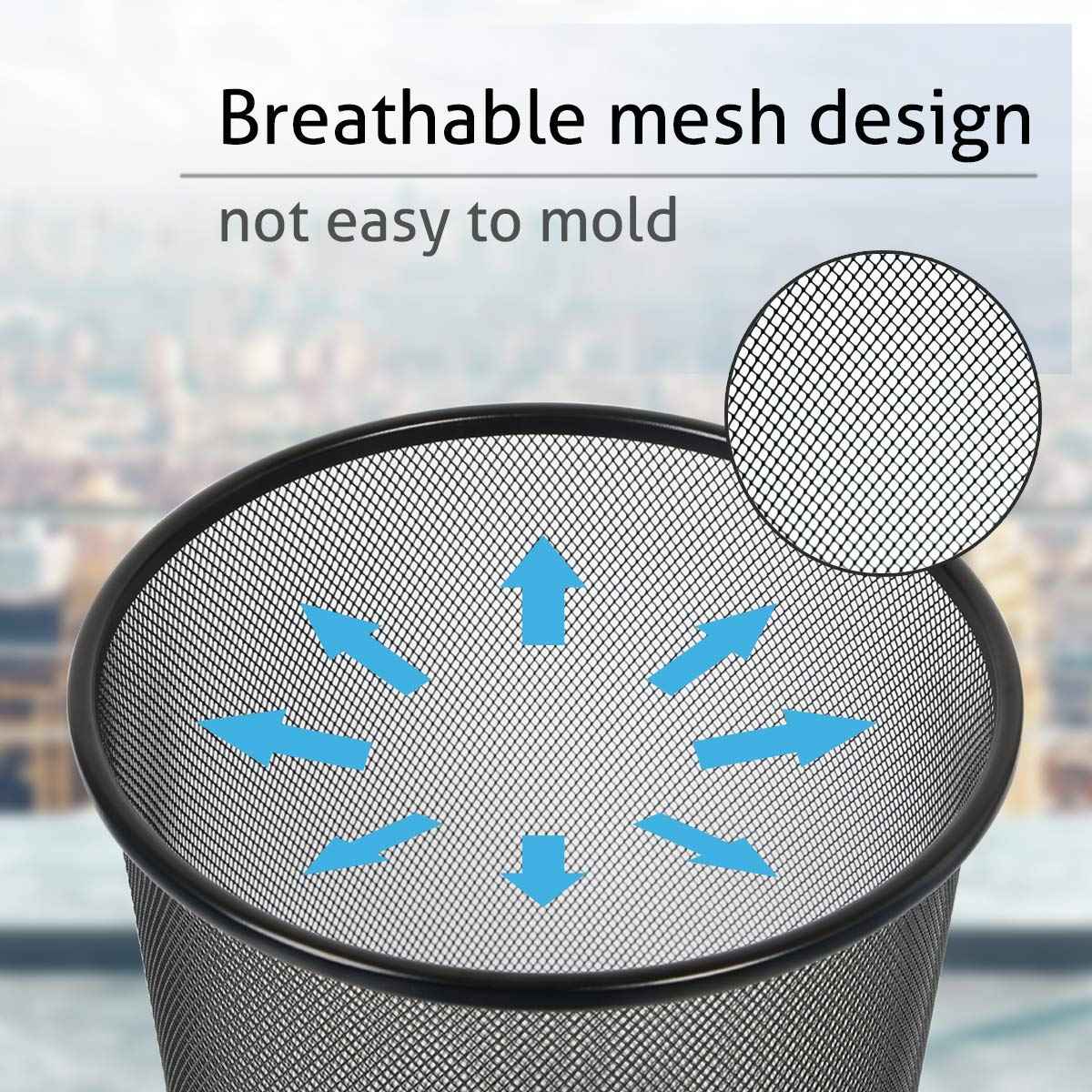 Divchi Circular Mesh Wastebasket Trash Can, Waste Basket Garbage Can Bin for Bathrooms, Kitchens, Home Offices, Dorm Rooms(BLACK) - Safqqa Egypt