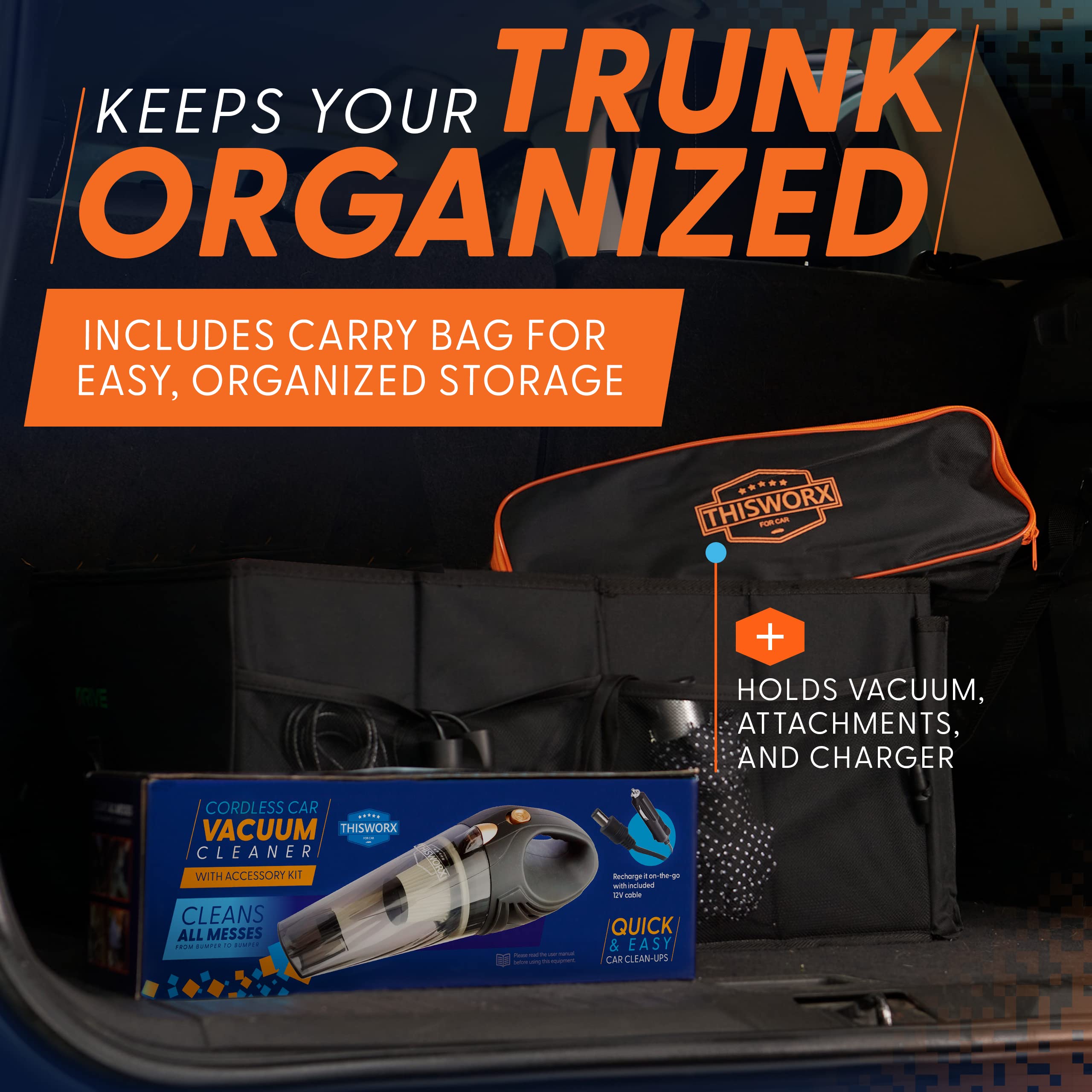 ThisWorx for Cordless Car Vacuum - Portable, Mini Handheld Vacuum w/Rechargeable Battery and 3 Attachments - High-Powered Vacuum Cleaner w/ 60w Motor – Safqqa Egypt