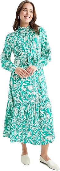 DeFacto Women's Long Sleeve Floral Printed Maxi Dress