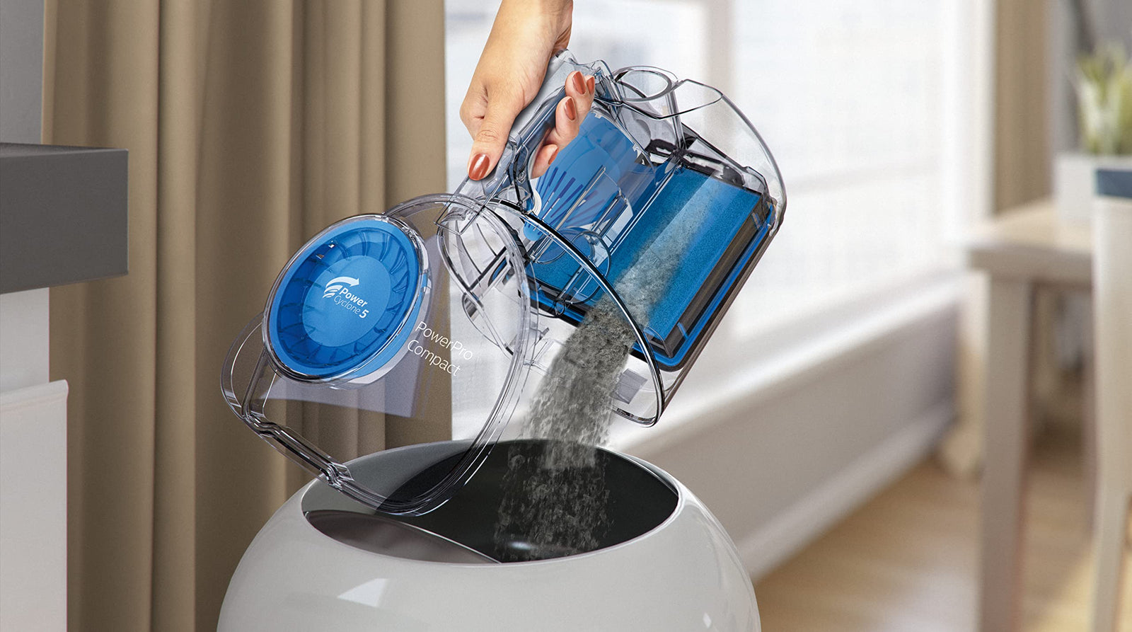 PHILIPS PowerPro Compact Black: 1800W, 330W Suction Power, Power Cyclone 5 Technology, Integrated Brush, HEPA Filter, Easy-to-Empty Dust Bucket, 1.5L Dust Capacity FC9350/62