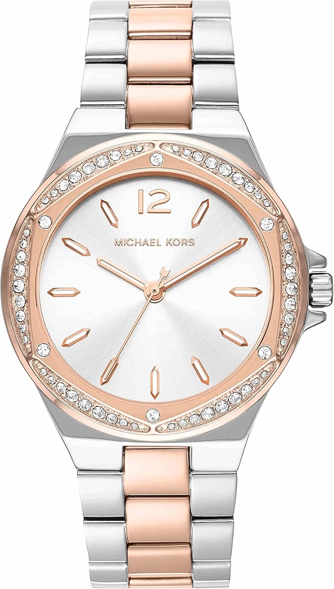 Michael Kors Lennox Three-Hand Stainless Steel Watch, Rose/Silver, One Size, MK6989 - Lennox Three Hand Stainless Steel Watch, womens