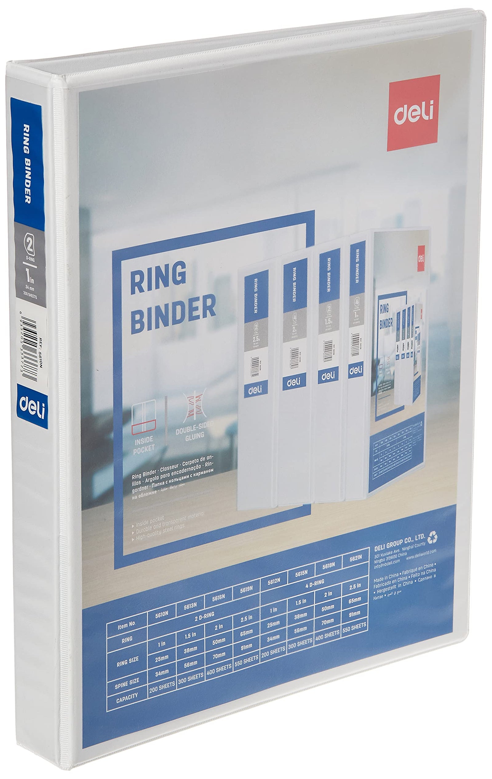deli A4 D-Ring File Binder – 2.5 cm, 2 Holes