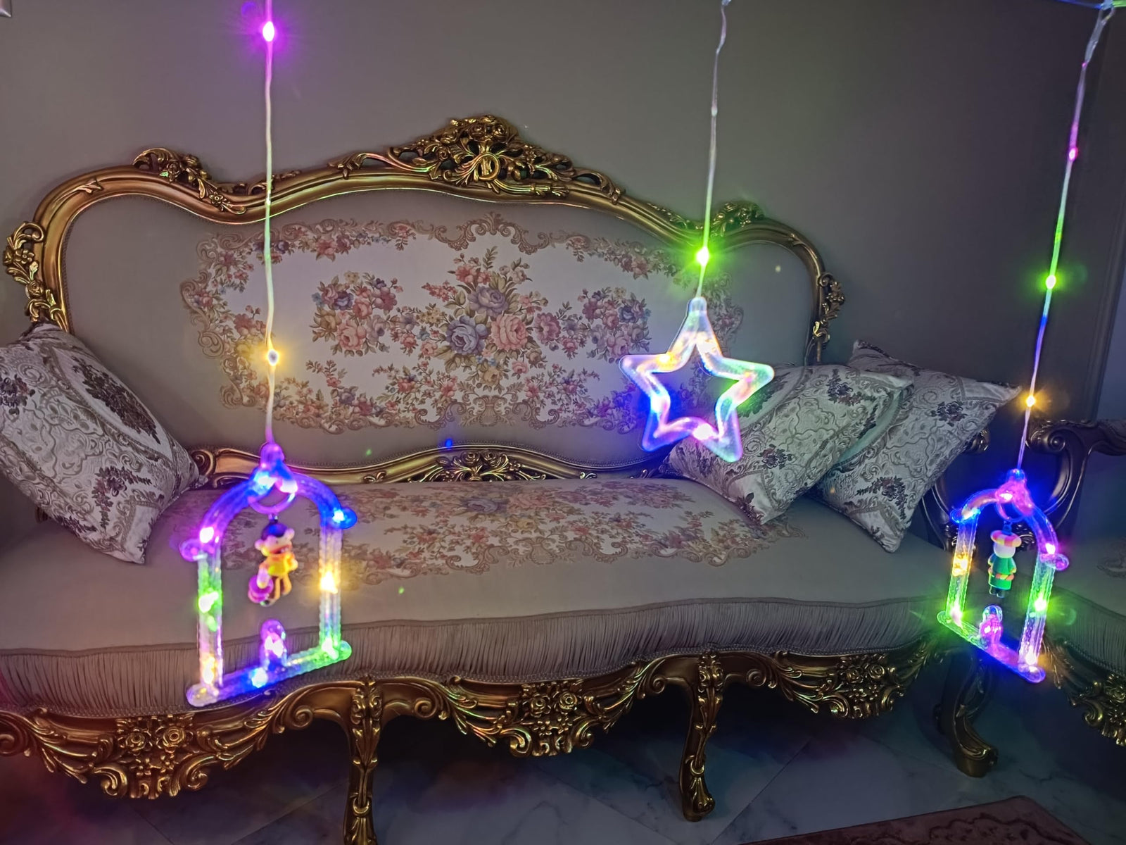 LED Ramadan String Lights - Multicolour Stars & Lanterns with Character Decor, Indoor/Outdoor Holiday Fairy Lights