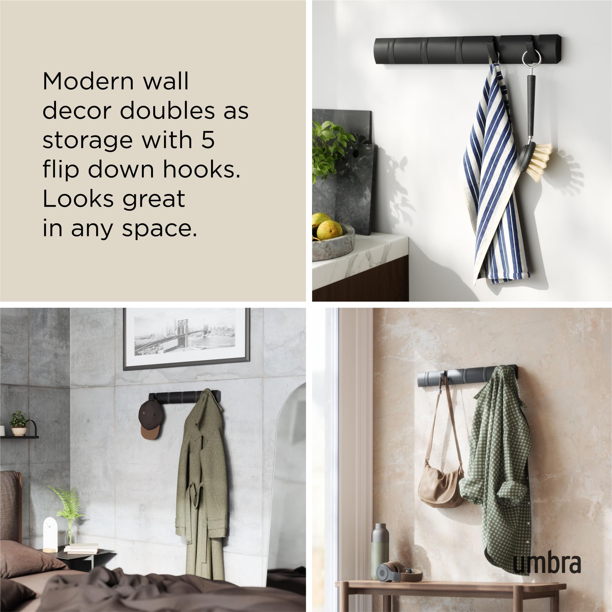 Umbra Modern 5-Hook Wall Rack – Space-Saving & Movable Hooks – Safqqa Egypt