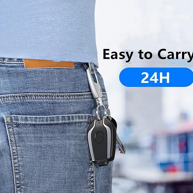 Keendex KX 3277 Mini Power Emergency Pod Key chain Portable Charger 1500mAh for iPhone - Black