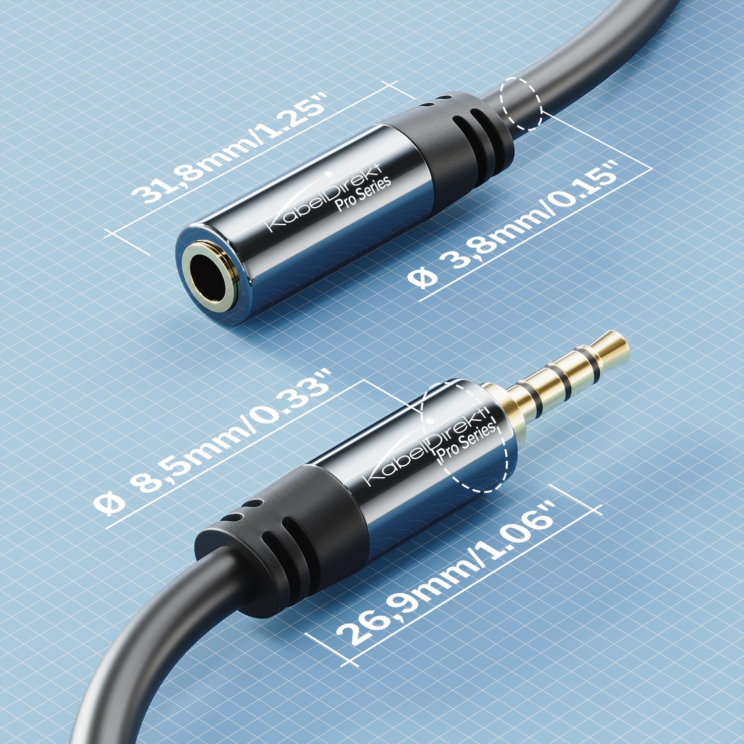 KabelDirekt 468 5m Headset Extension Cable (AUX 3.5mm male > female connector 4-pole) PRO Series black