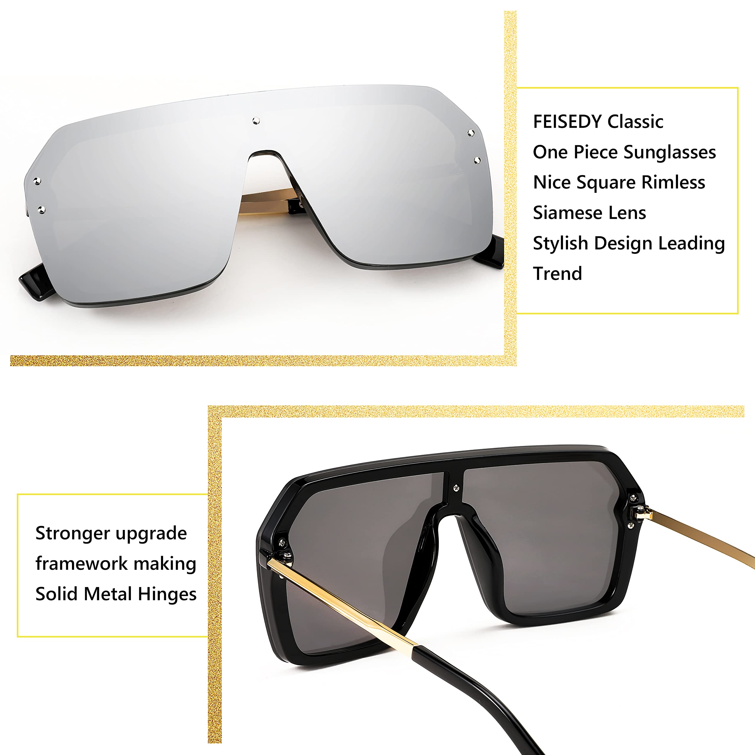 FEISEDY Classic Rimless Sunglasses – Stylish Retro Design for Women & Men – Safqqa Egypt
