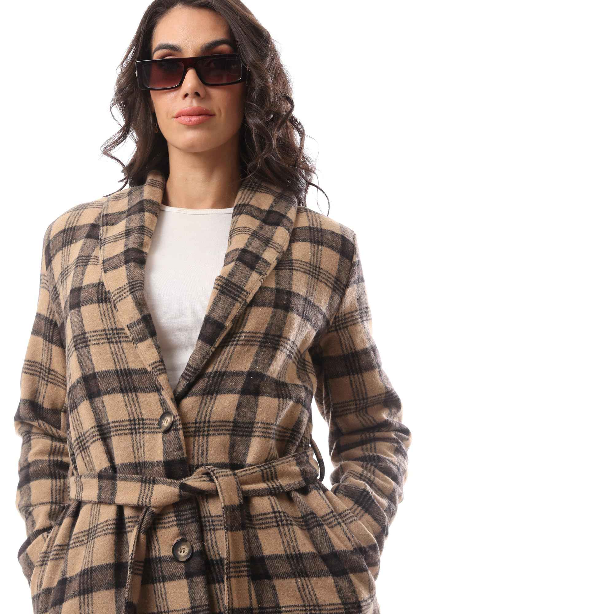 Andora Womens Patterned Comfy 36W24W30304 Wool Coat