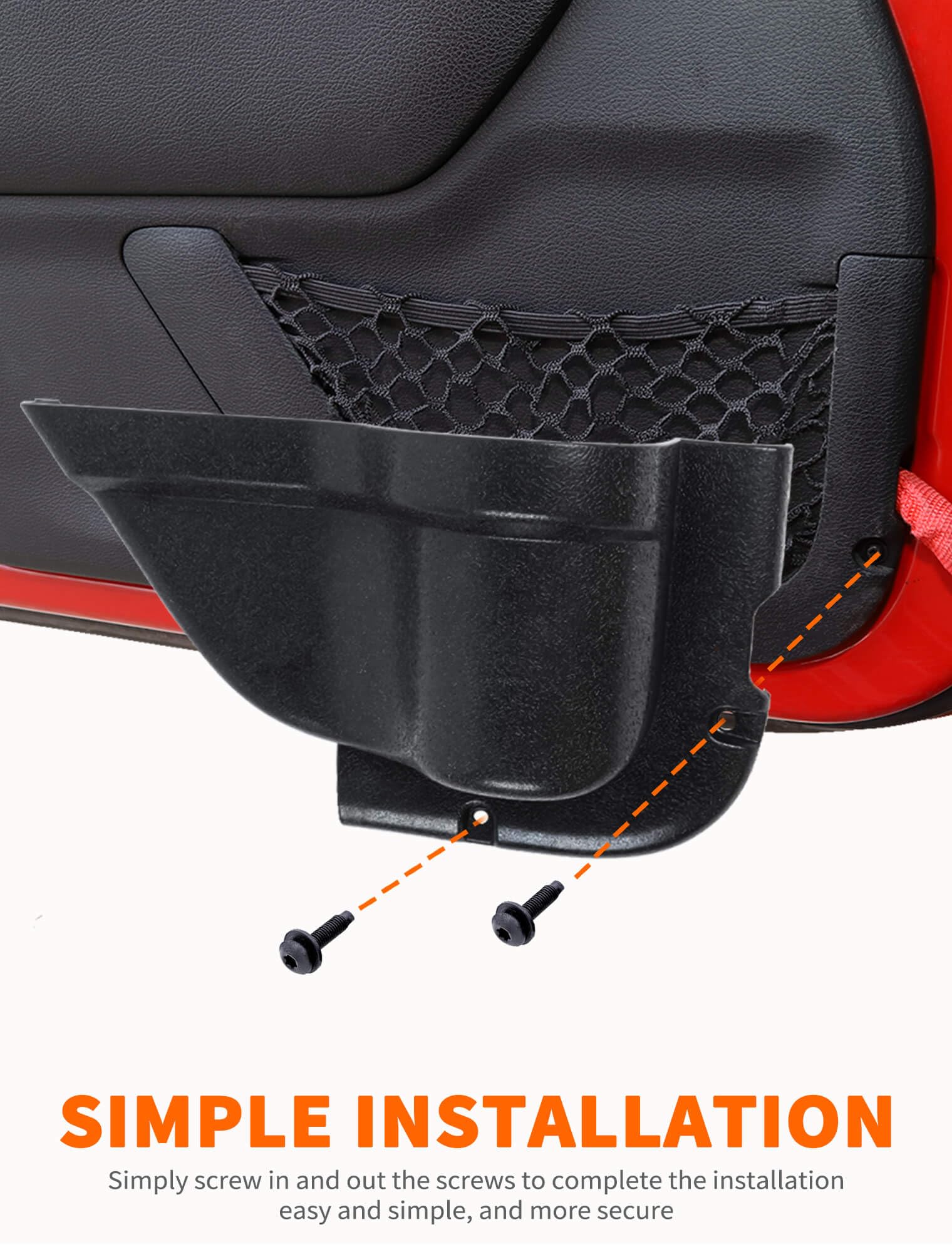 Savadicar DP3 Front Door Storage Pockets, Door Side Insert Organizer Box for 2011-2018 Jeep Wrangler JK JKU 2/4 Door, Interior Storage Expansion Accessories, Black, 2PCs