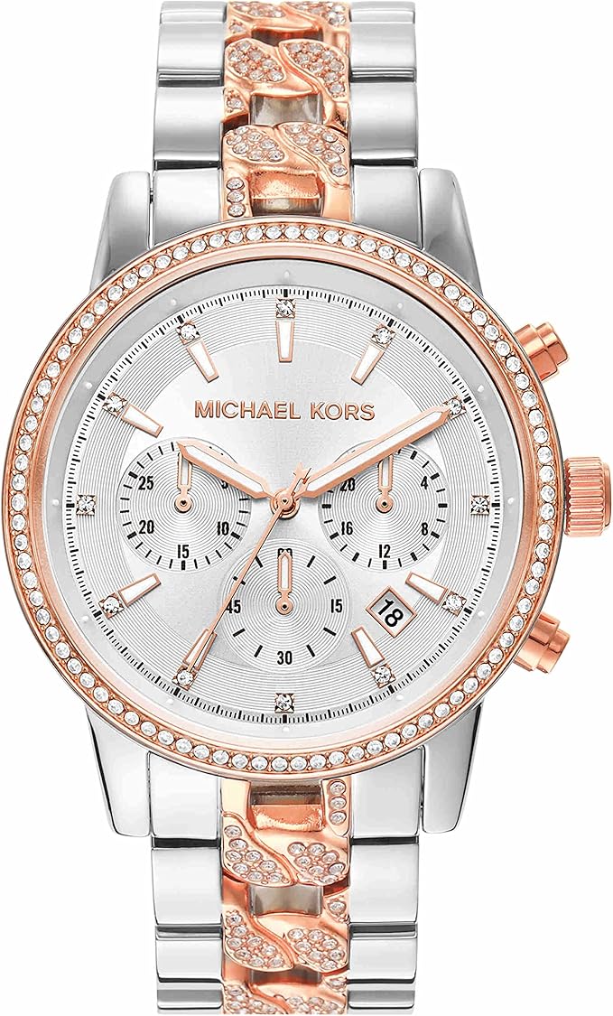 Michael Kors Women's Ritz Quartz Watch with Stainless Steel Strap, Two-Tone, 20 (Model: MK6938)