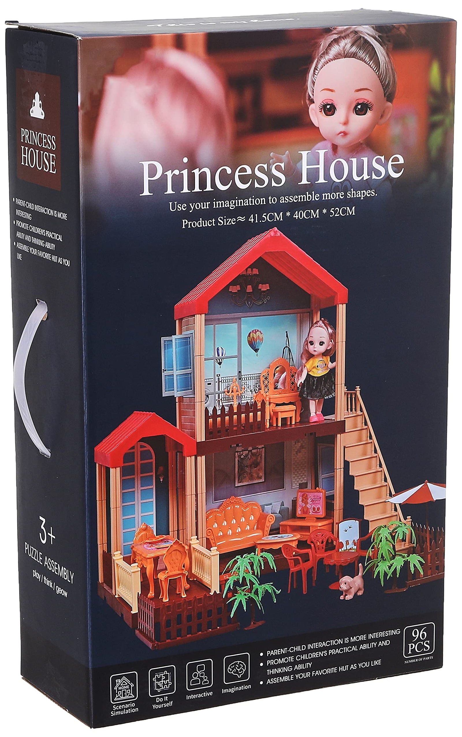 QIXI TOYS Princess House, 96 Pieces, 3years