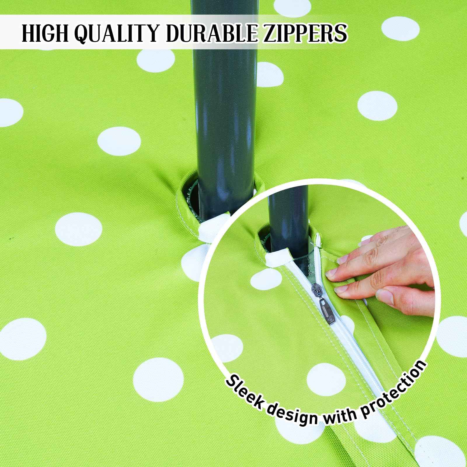 Poise3EHome 60 inches Outdoor/Indoor Waterproof Spillproof Round Tablecloth with Umbrella Hole Zipper for Camping Picnic Party Patio Table Spring, Green Polka Dot - Safqqa Egypt