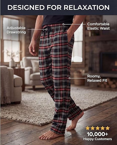 Real Essentials Men Pajama Pants Casual Lounge Sleepwear