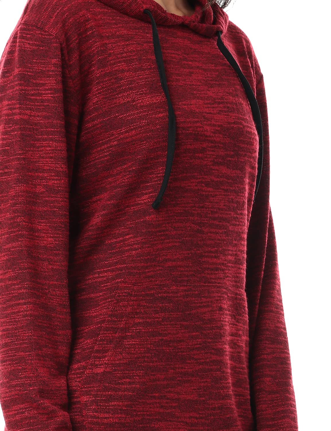 Jamila Women Heather Kangaroo Pockets Drawstring Hoodie