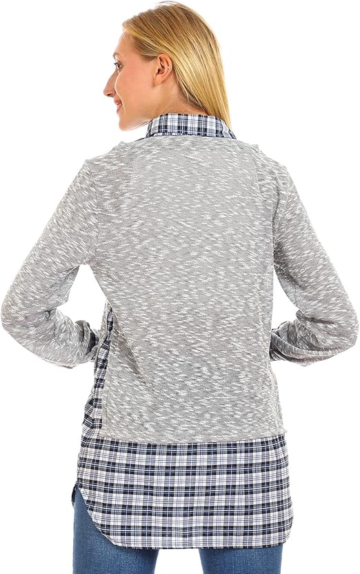 JAMILA Bi toned Classic Collar Top SHIRT For Women,Classic collar for a polished and sophisticated appearance. – Safqqa Egypt