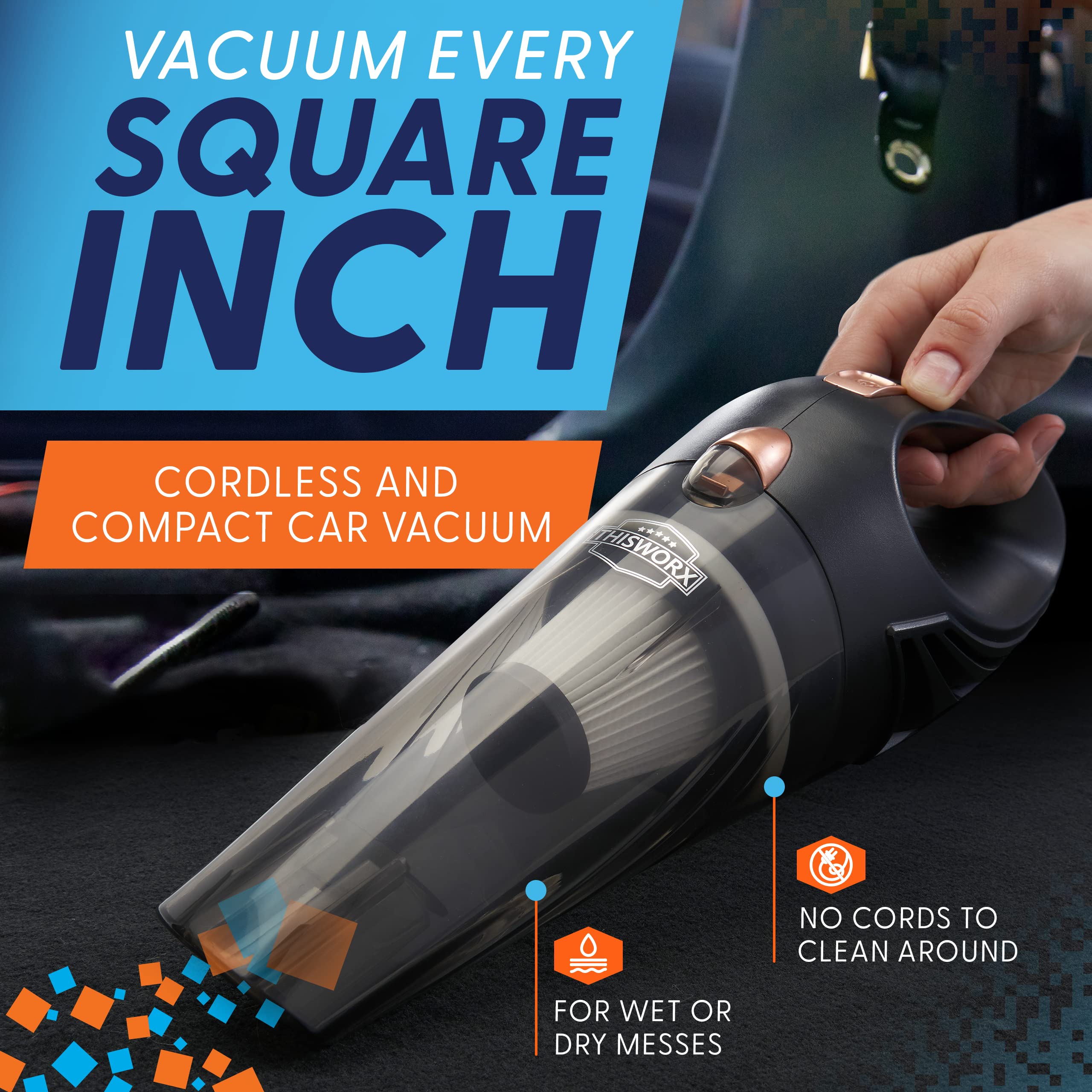 ThisWorx for Cordless Car Vacuum - Portable, Mini Handheld Vacuum w/Rechargeable Battery and 3 Attachments - High-Powered Vacuum Cleaner w/ 60w Motor – Safqqa Egypt