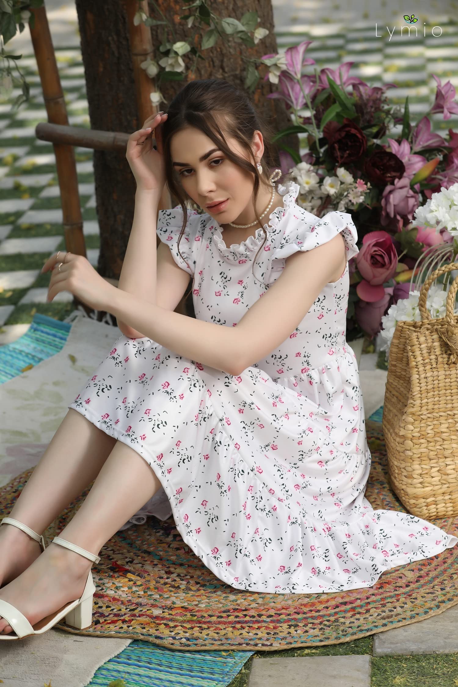 Lymio Floral Print Ruffle Hem Dress – Feminine & Stylish – Safqqa Egypt