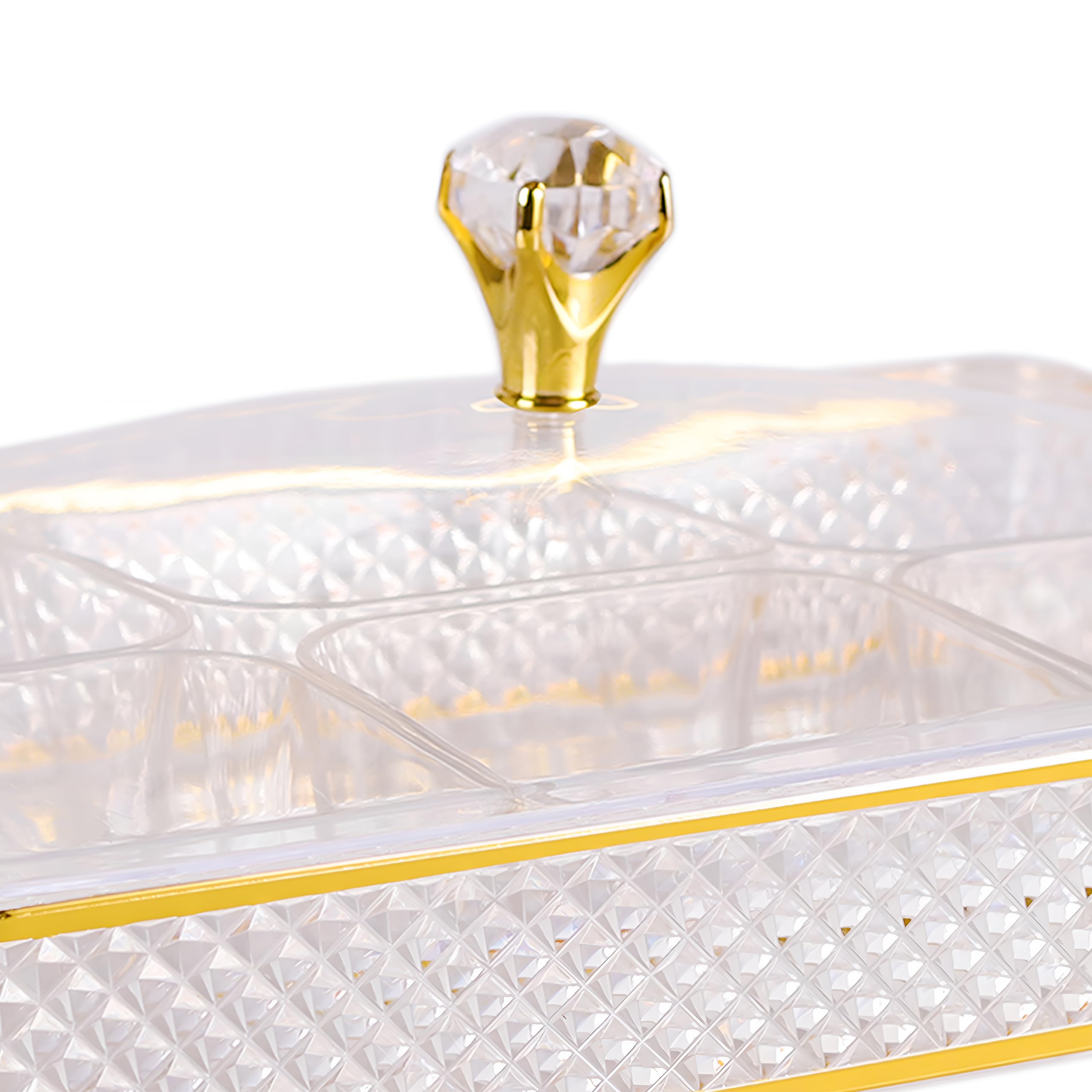   صينية بلاكستون الأكريليكية المزودة بغطاء أنيق (موديل JH11G، مقاس 40×27 سم). مصنوعة من أكريليك شفاف عالي الجودة بتصميم مستطيل يحتوي على فواصل داخلية لترتيب وتخزين