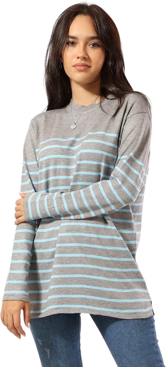 CARINA Women's Striped Regular Fit Pullover Sweater