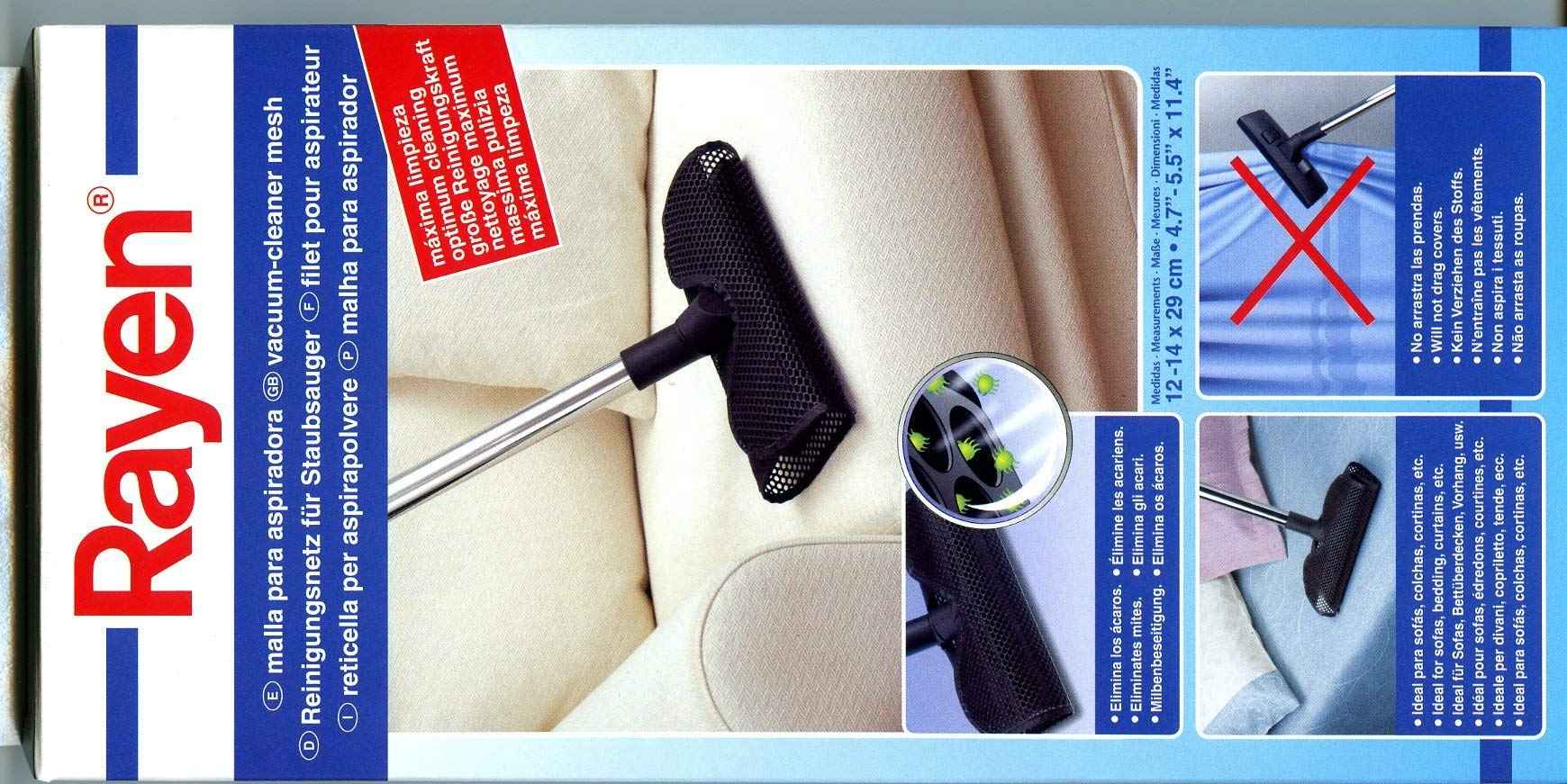 Rayen 6039 Vacuum Cleaner Mesh, Ideal for Sofas Beddings Curtains, Will not Drag Covers, 12-14 x 29 cm, Black (Made in Spain)