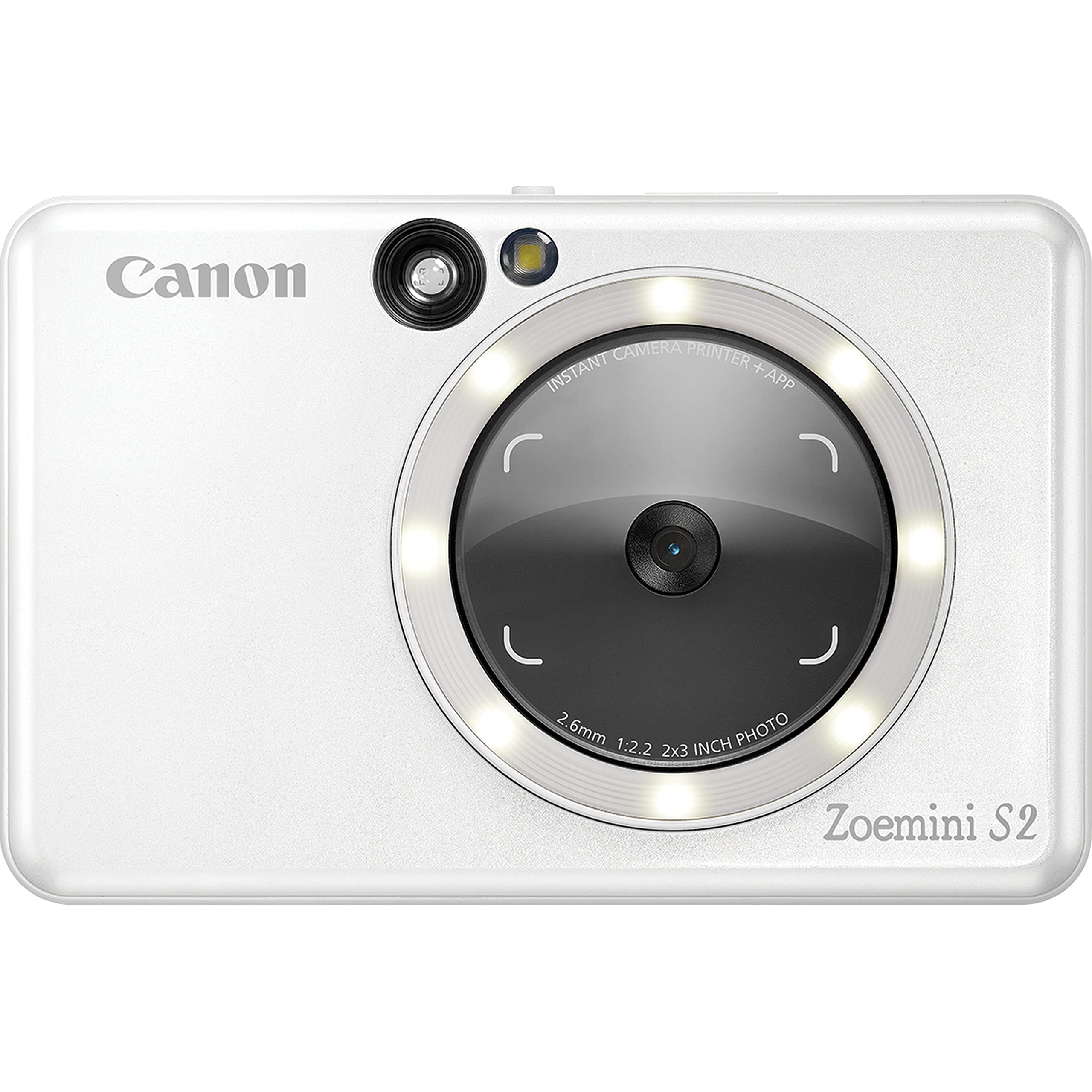 Canon 4519c007 zoemini s2 (pearl white) - slimline instant camera and pocket photo printer, ideal for snapping selfies with a built in mirror and ring-light - Safqqa Egypt