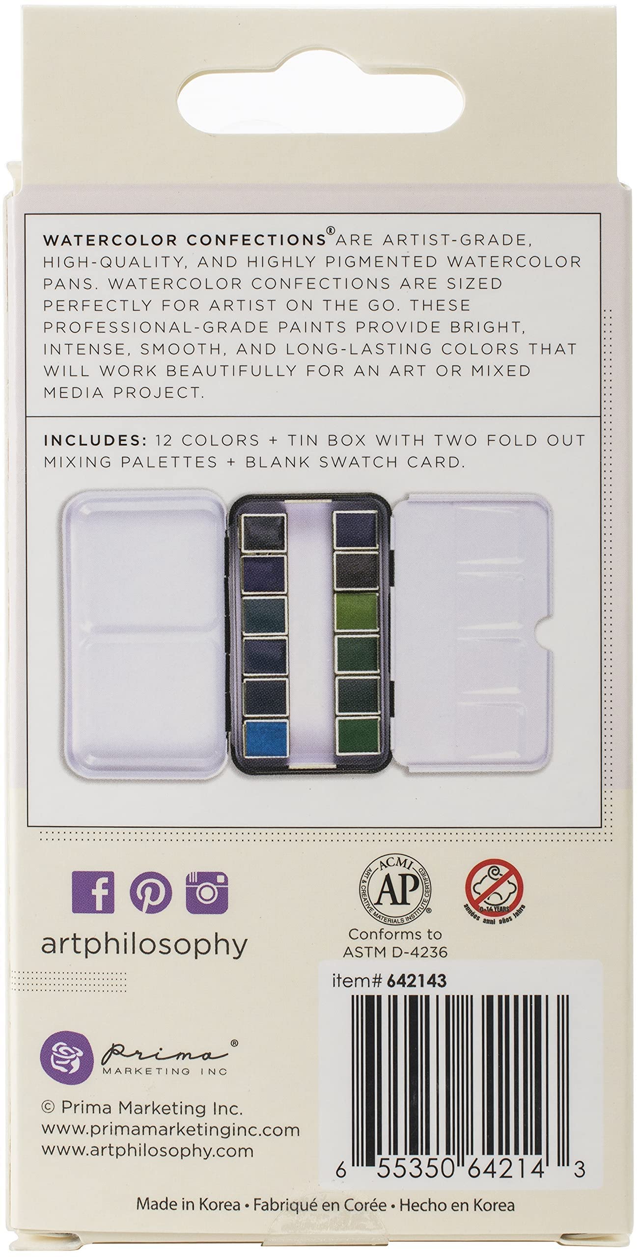 علبة ألوان مائية احترافية من بريما – 12 لون