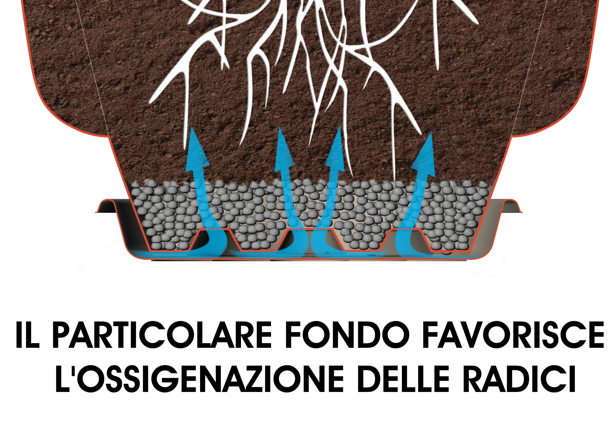 Bama Oasi Plant Pot with Saucer 80 cm Ice Color Made in Italy