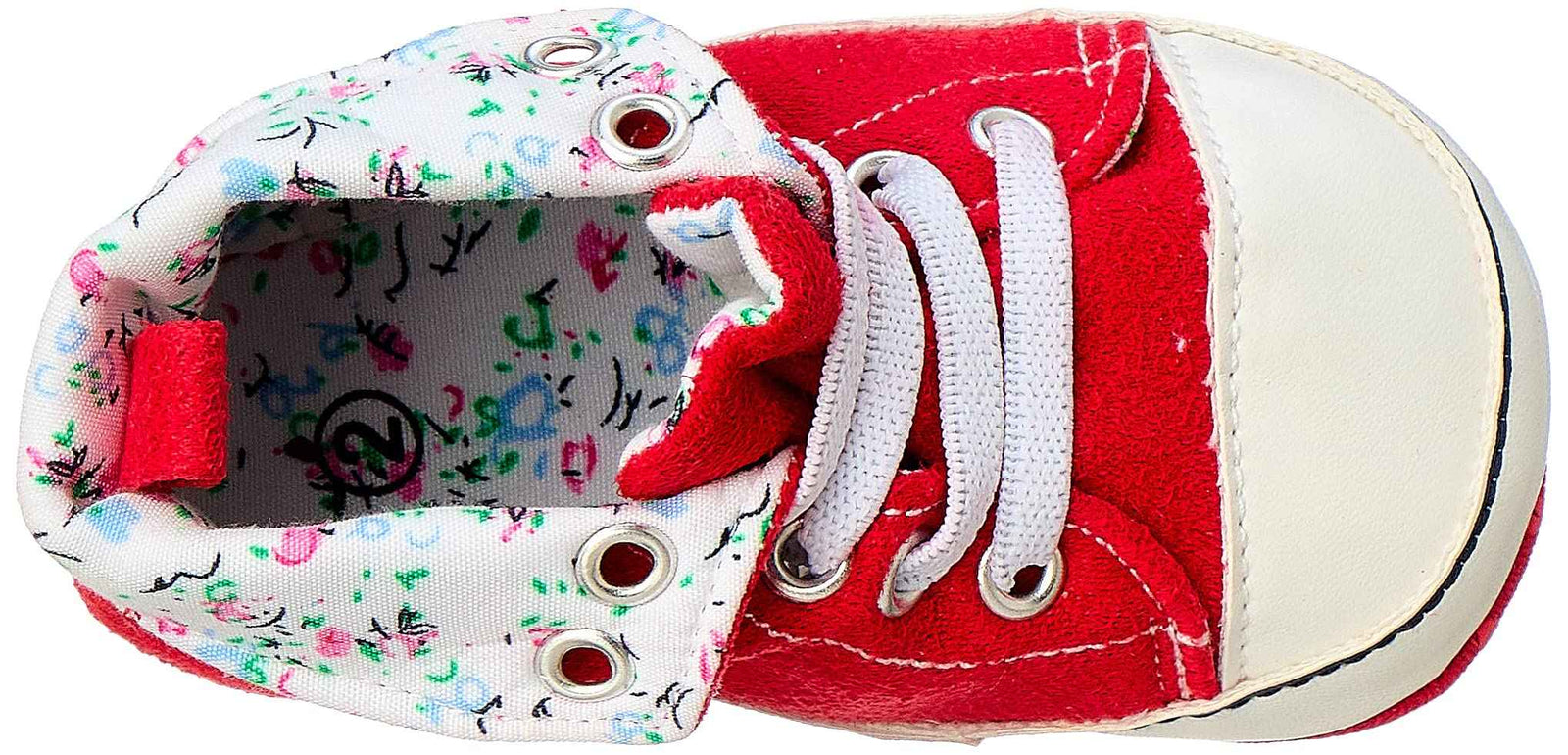 Mix and Max Folded Collar Floral-Pattern Lace-Up Half Boots for Girls