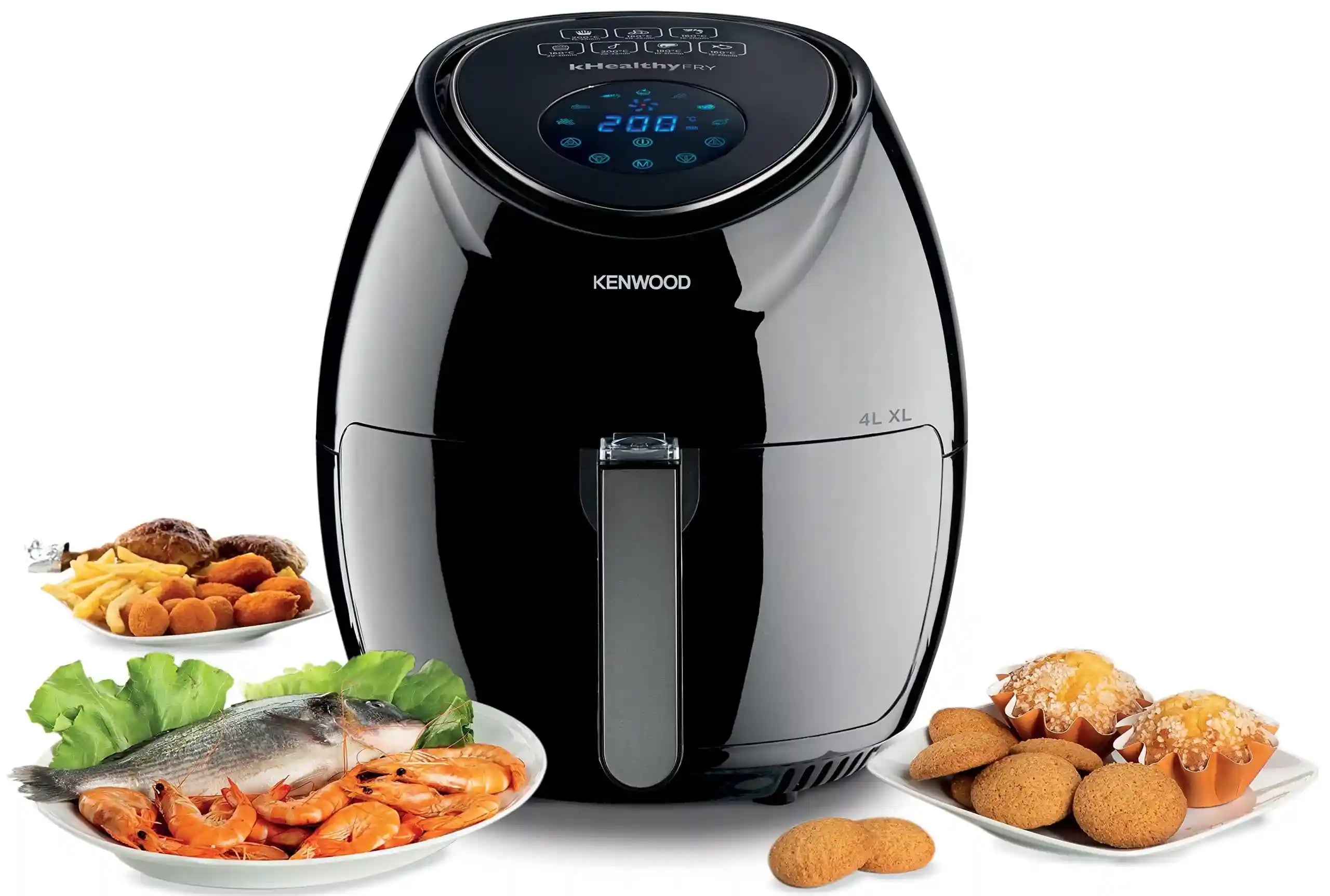Kenwood digital air fryer xl 4.0l 1.8kg 1500w with rapid hot air circulation for frying, grilling, broiling, roasting, baking and toasting hfp31.000bk black (international warranty) - Safqqa Egypt