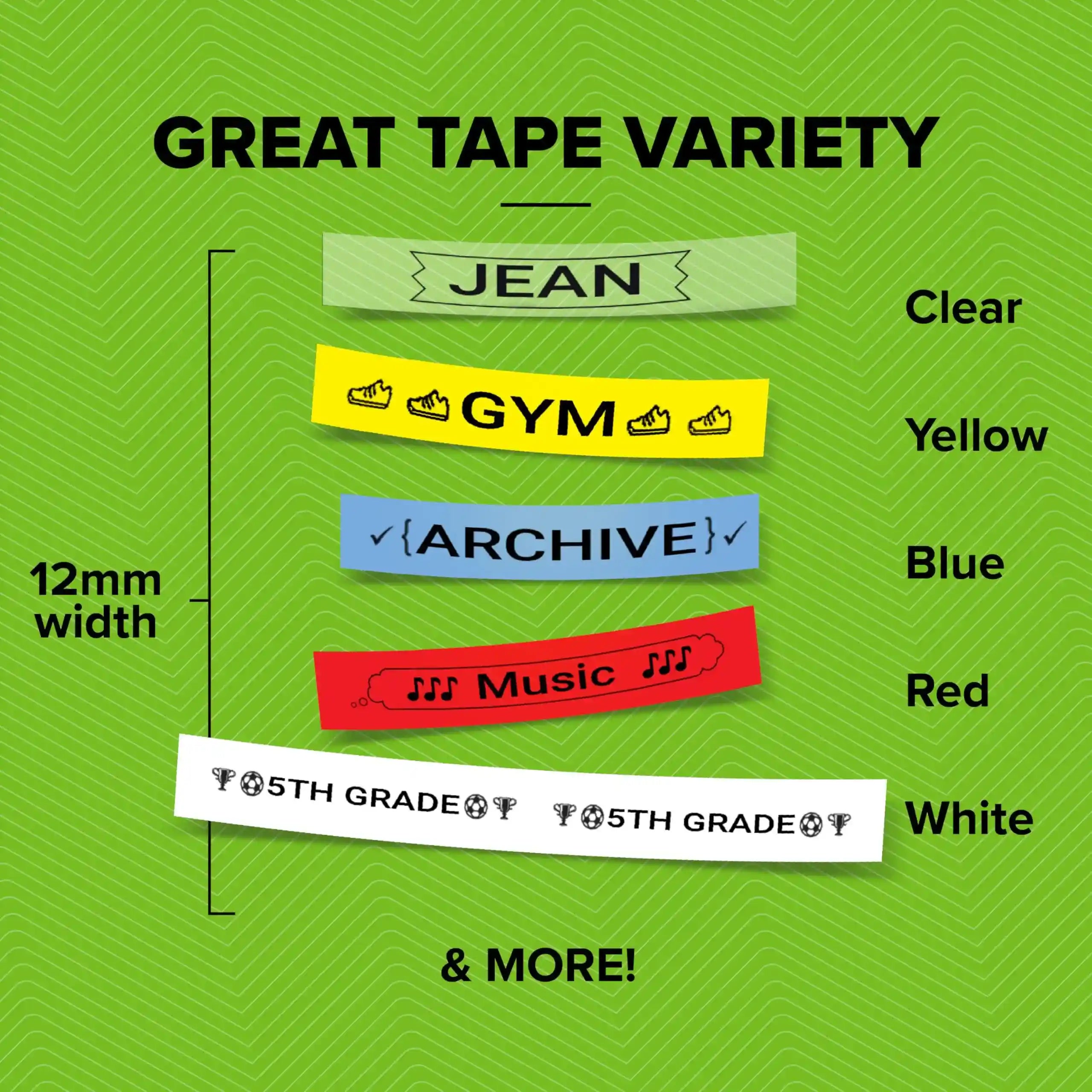 DYMO  Plastic Labels | Authentic | 12 mm x 4 m Roll | Black Print on Green Labels | Self-Adhesive Multipurpose Labels for Label Makers – Safqqa Egypt