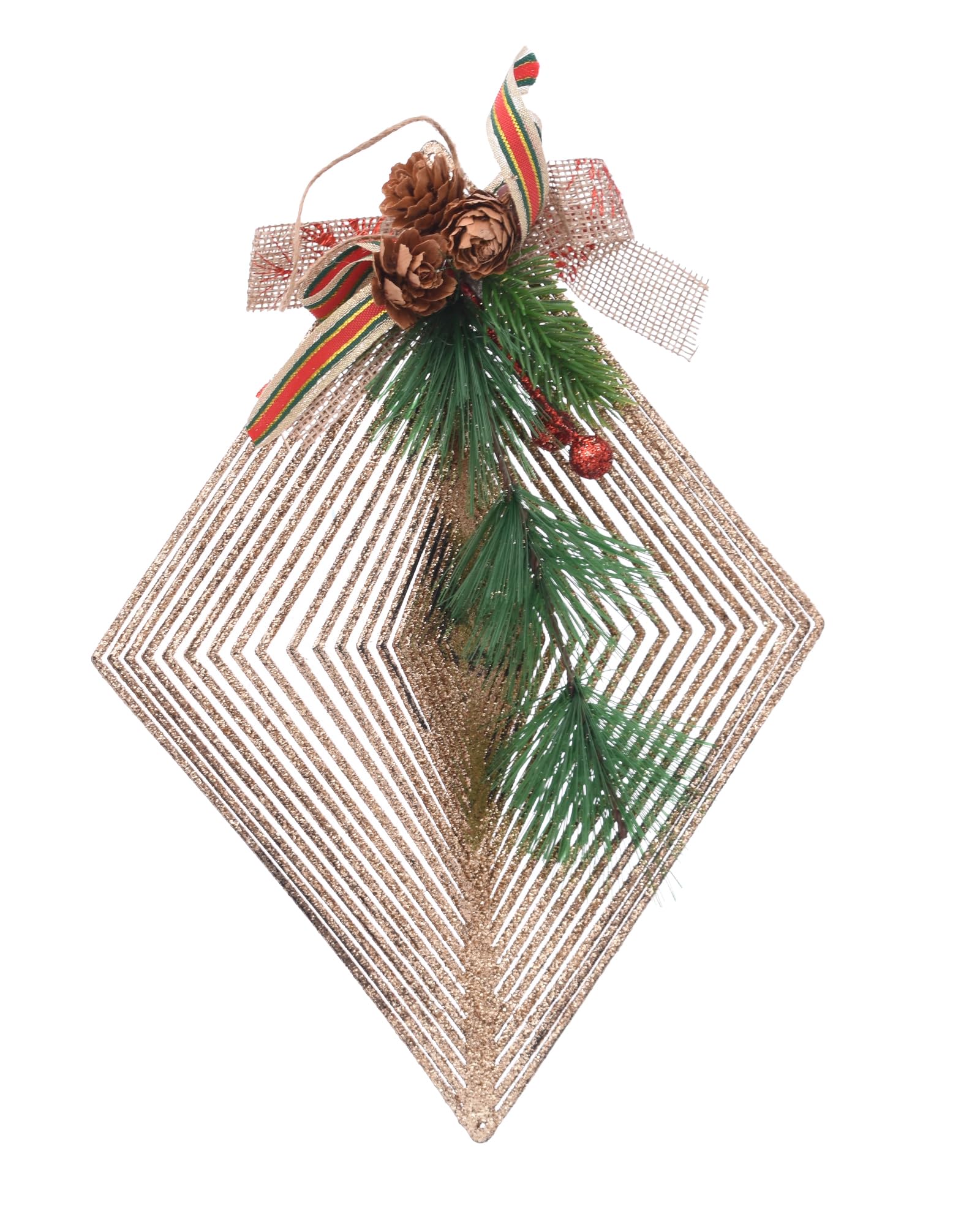 Generic  Plastic Medium Christmas Tree Ornament With Rhombic Shaped And Hollow Lines Design Add More Entertaining For Party Atmosphere - Safqqa