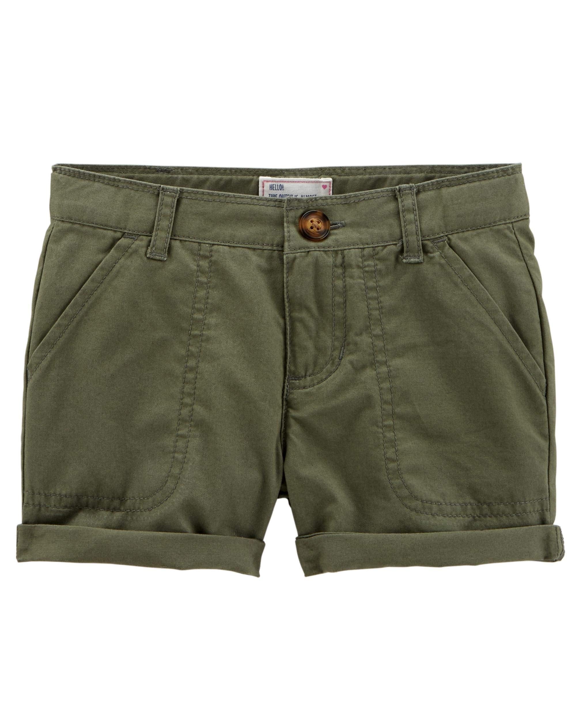 Carter's Baby Girls' Twill Roll-Cuff Shorts - Olive