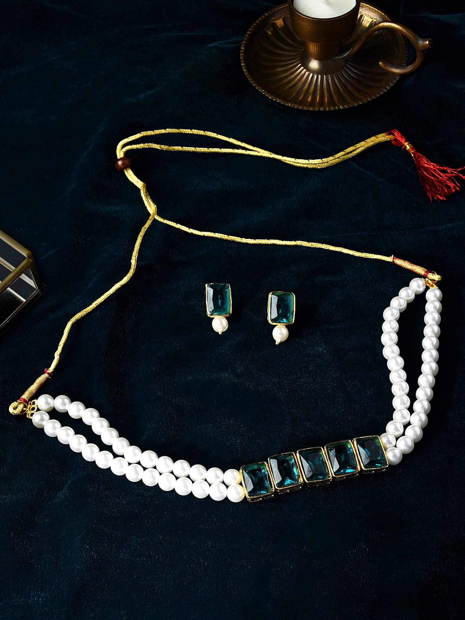 ZAVERI PEARLS Jewellery Set For Women -Green – Safqqa Egypt