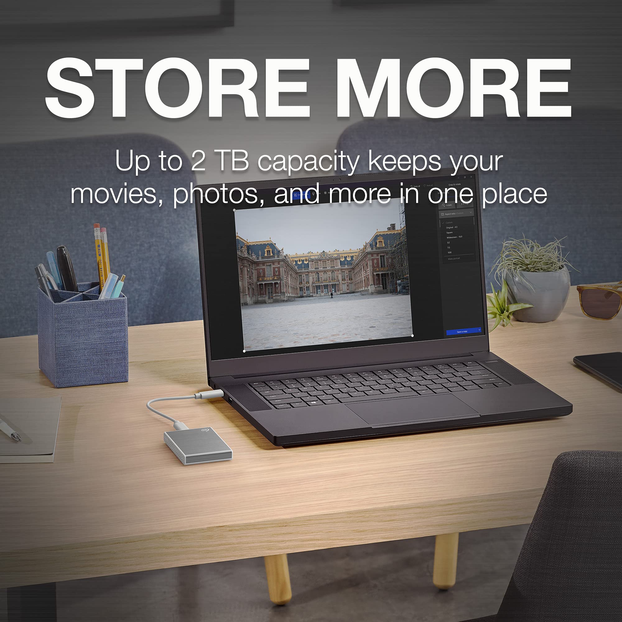 Seagate One Touch SSD, 1TB, External SSD, USB 3.0, Black, Creative Cloud Photography (STKM1000400)