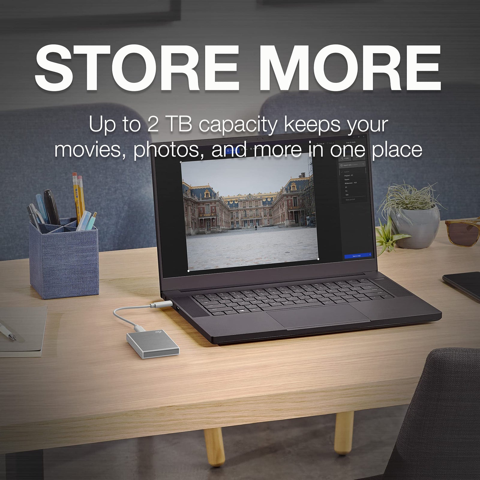 Seagate One Touch SSD, 1TB, External SSD, USB 3.0, Black, Creative Cloud Photography (STKM1000400)