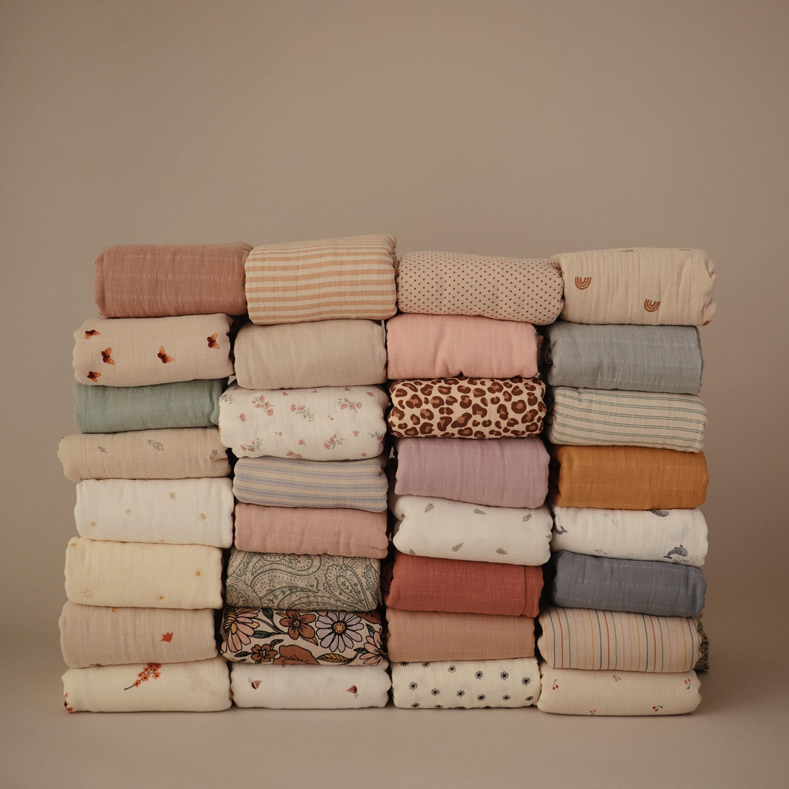 بطانية قطنية للأطفال من ushie – 0-3 أشهر، مخطط طبيعي