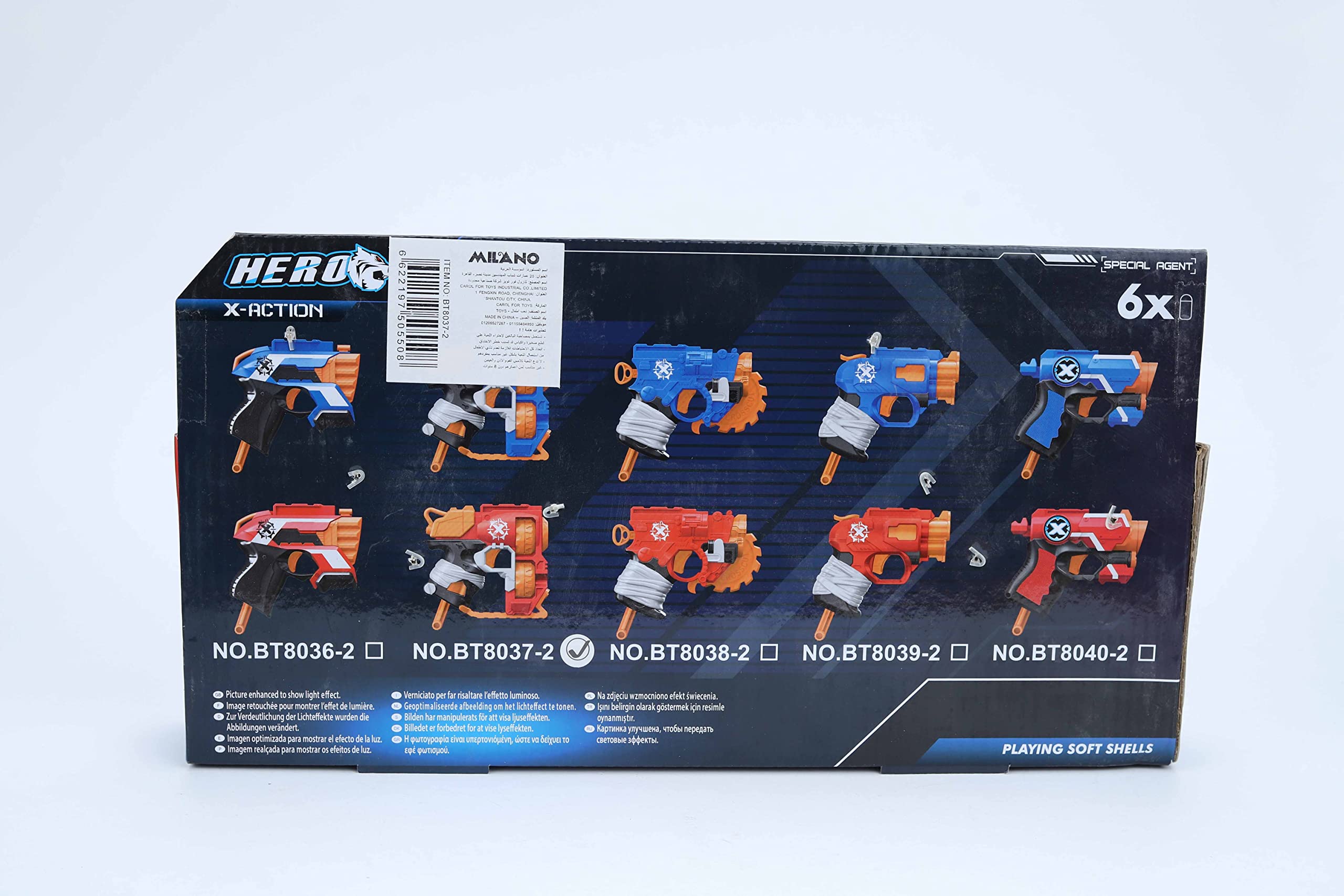 Fire strike gun - hero set - 6 bullets, soft bullets +2 guns , red * blue