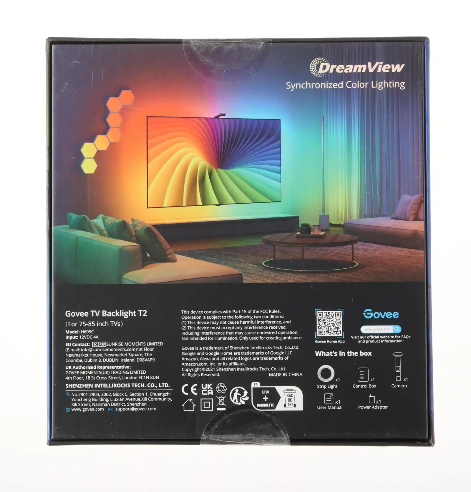 Generic TV Backlight T2 with Dual Cameras, 11.8ft RGBIC Wi-Fi TV LED Backlights for 55-65 inch TVs, Double TV Light Beads, Adapts to Ultra-Thin TVs, Smart App Control, Music Sync, H605C - Safqqa Egypt